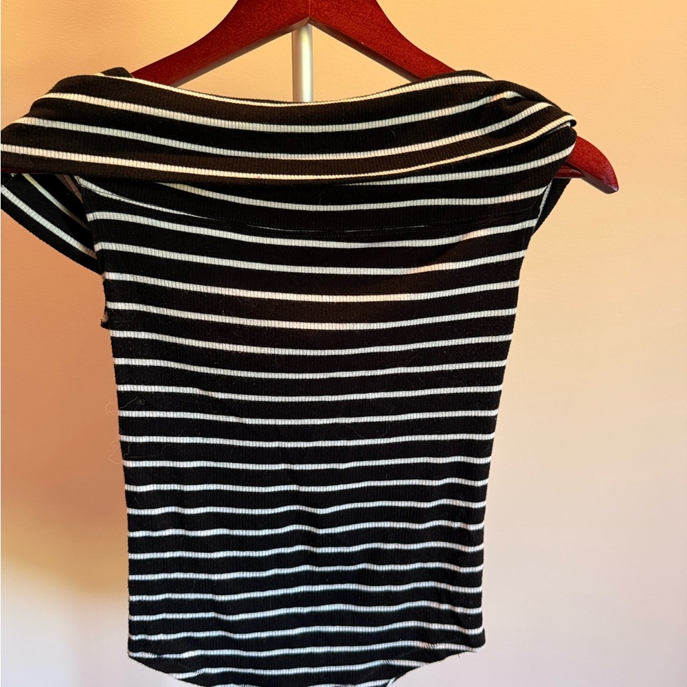 We The Free Black and White Striped Top